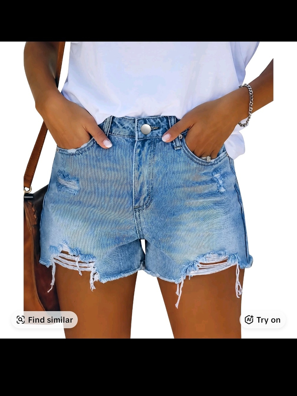 Casual Distressed Light Blue Denim Shorts for Women NWT - M